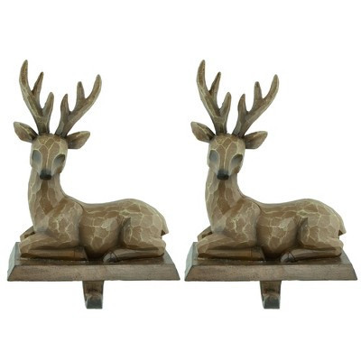 Northlight Set of 2 Brown Reindeer Christmas Stocking Holders 7.25" | Target