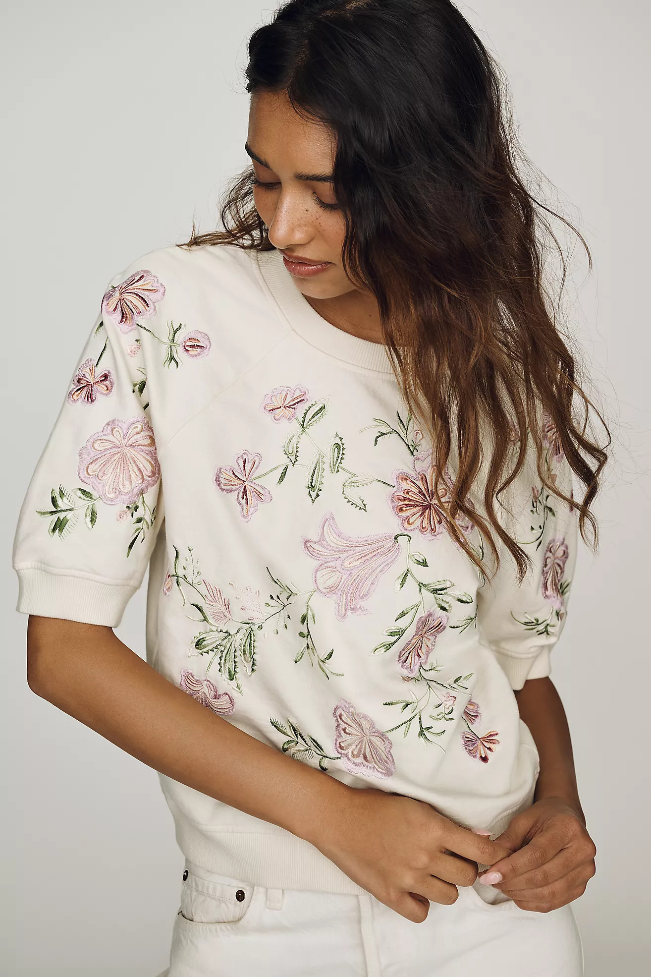 By Anthropologie 100% Cotton Floral Sweatshirt | Anthropologie (US)