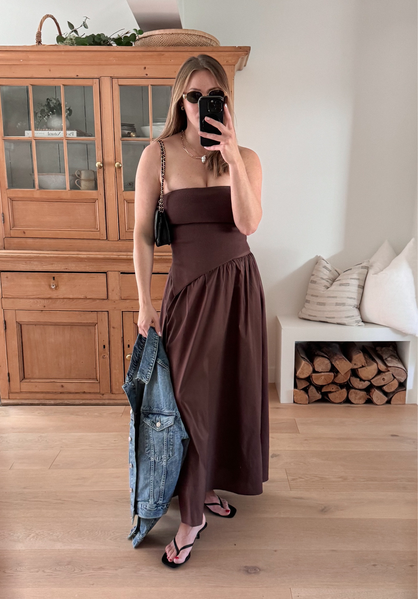 monica bellucci brown dress Jasmine Dark Brown Suede Flare Mini Dress main image 1