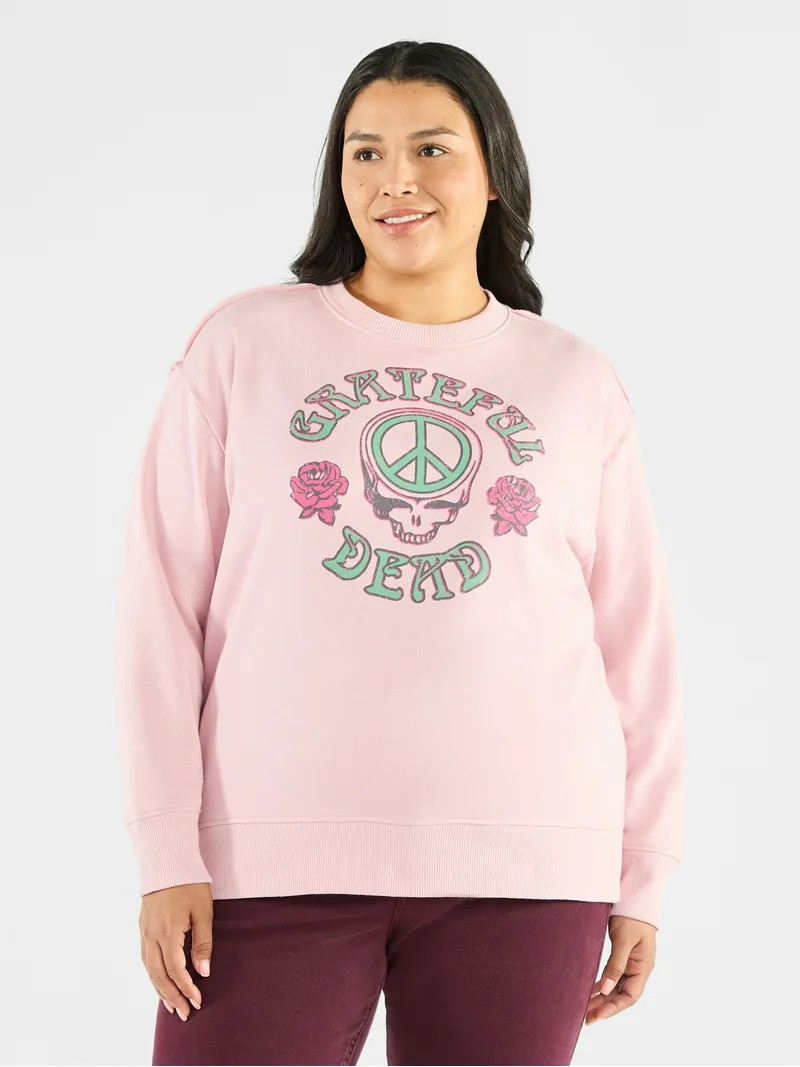 Terra & Sky Women's Plus Size Grateful Dead Peace Roses Graphic Sweatshirt with Long Sleeves, Siz... | Walmart (US)