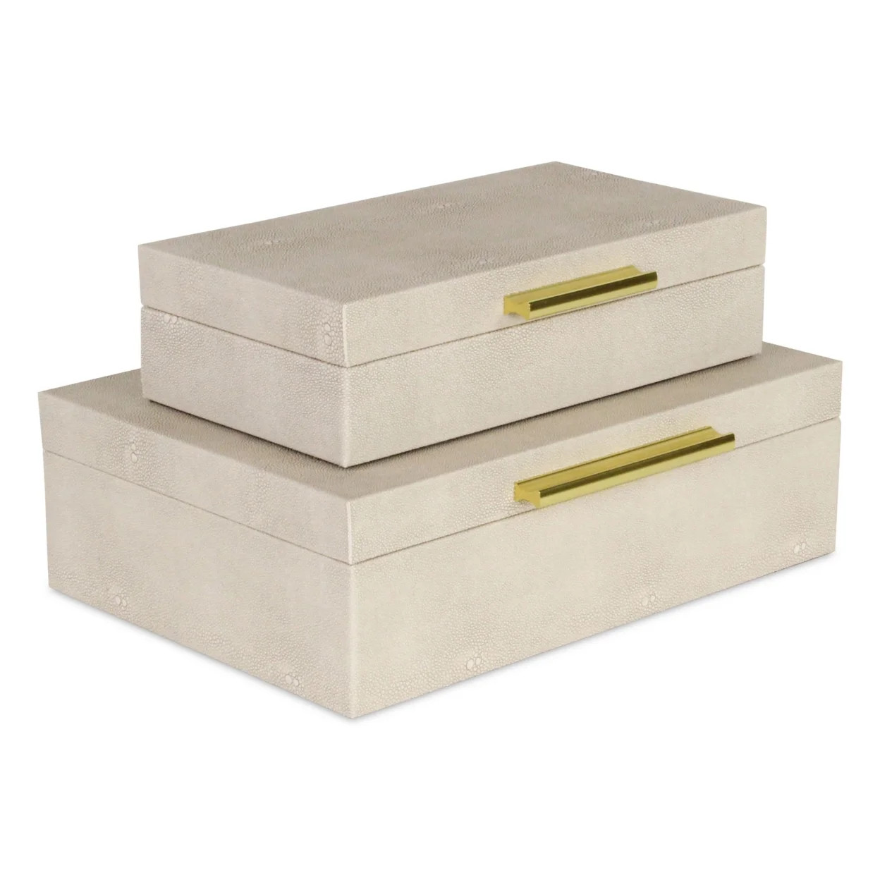 Home Decorative Lusan Cream Faux Shagreen Rectangular Storage Box Set | Walmart (US)