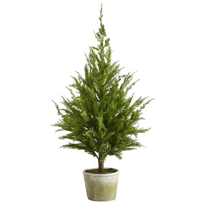 3.5’ Cedar Pine “Natural Look” Artificial Tree in Decorative Planter | Nearly Natural