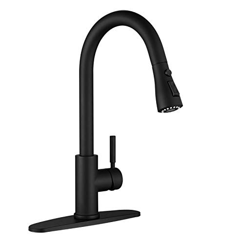 WEWE Black Kitchen Faucet, Kitchen Faucets with Pull Down Sprayer Commercial Stainless Steel Single Handle Single Hole Kitchen Sink Faucet | Amazon (US)