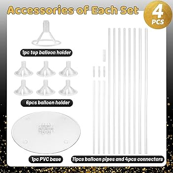 JOYYPOP 4 Sets Balloon Stand Kit For Table, Balloon Sticks with Base Birthday Graduation Party De... | Amazon (US)