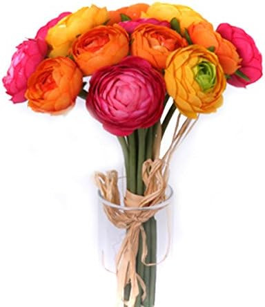 Floristrywarehouse Artificial Mini Ranunculus Bundle 14 x 1.5 Inch Head Diameter Orange Yellow an... | Amazon (US)
