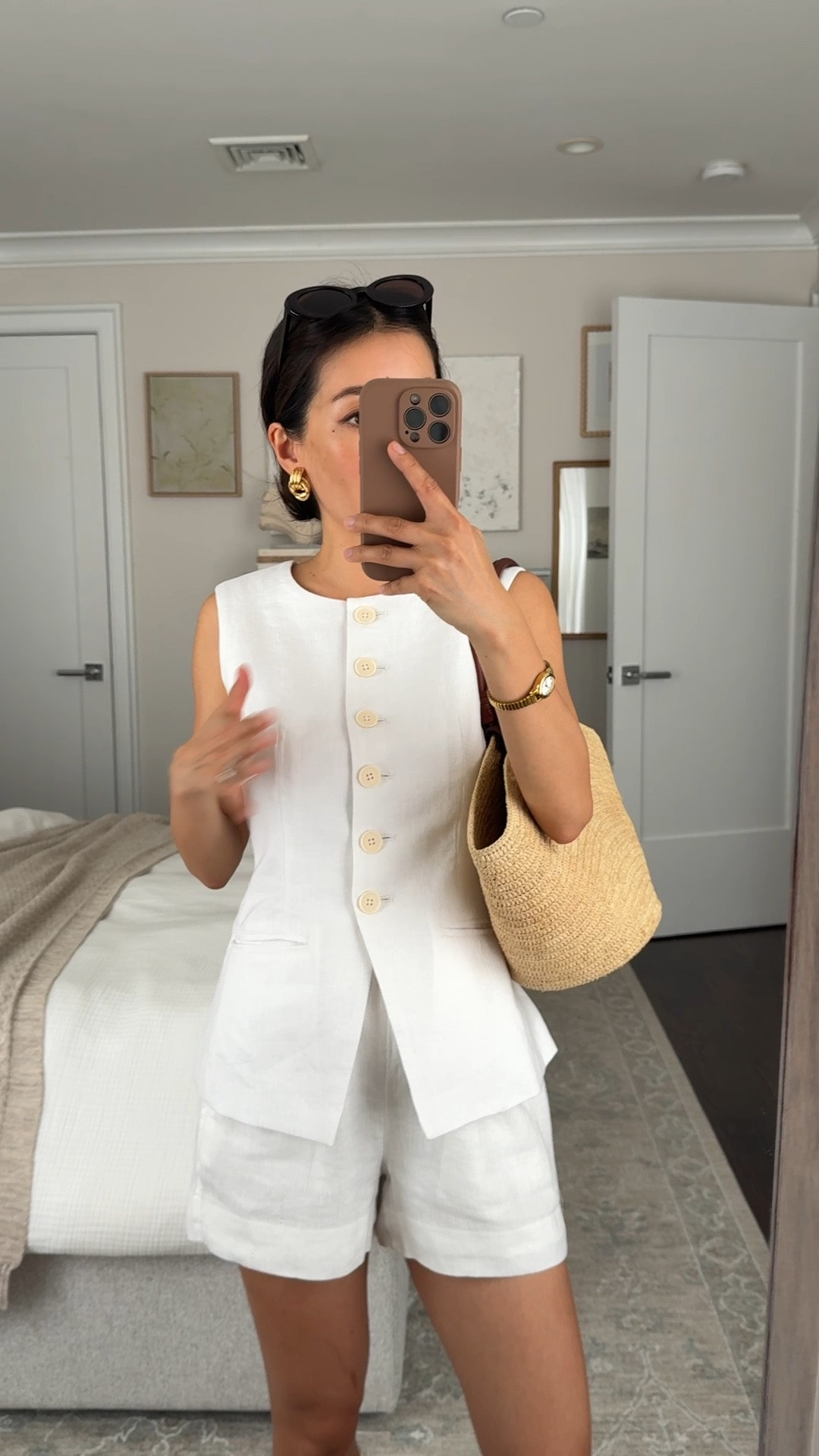 On sale this weekend! So comfy yet polished for a European summer inspired capsule wardrobe • linen Vest 00 regular  with a cinching back the. 
• jcrew shorts XXS has elastic, slightly loose at my waist. 
• Loeffler Randall sandals 5.5 I’m usually between sizes and took my bigger half here 

Classic elegant spring summer outfits , Europe travel capsule wardrobe ideas , petite style , white linen matching sets

#LTKSaleAlert #LTKPetite
