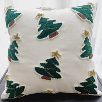 Festive Christmas Tree Punch Embroidered Cushion Cover - Noel Decor New Year Needle Gift Pillow | Etsy (US)
