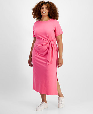 On 34th Trendy Plus Size Side-Tie Knit Midi Dress, Created for Macy's - Macy's | Macy's
