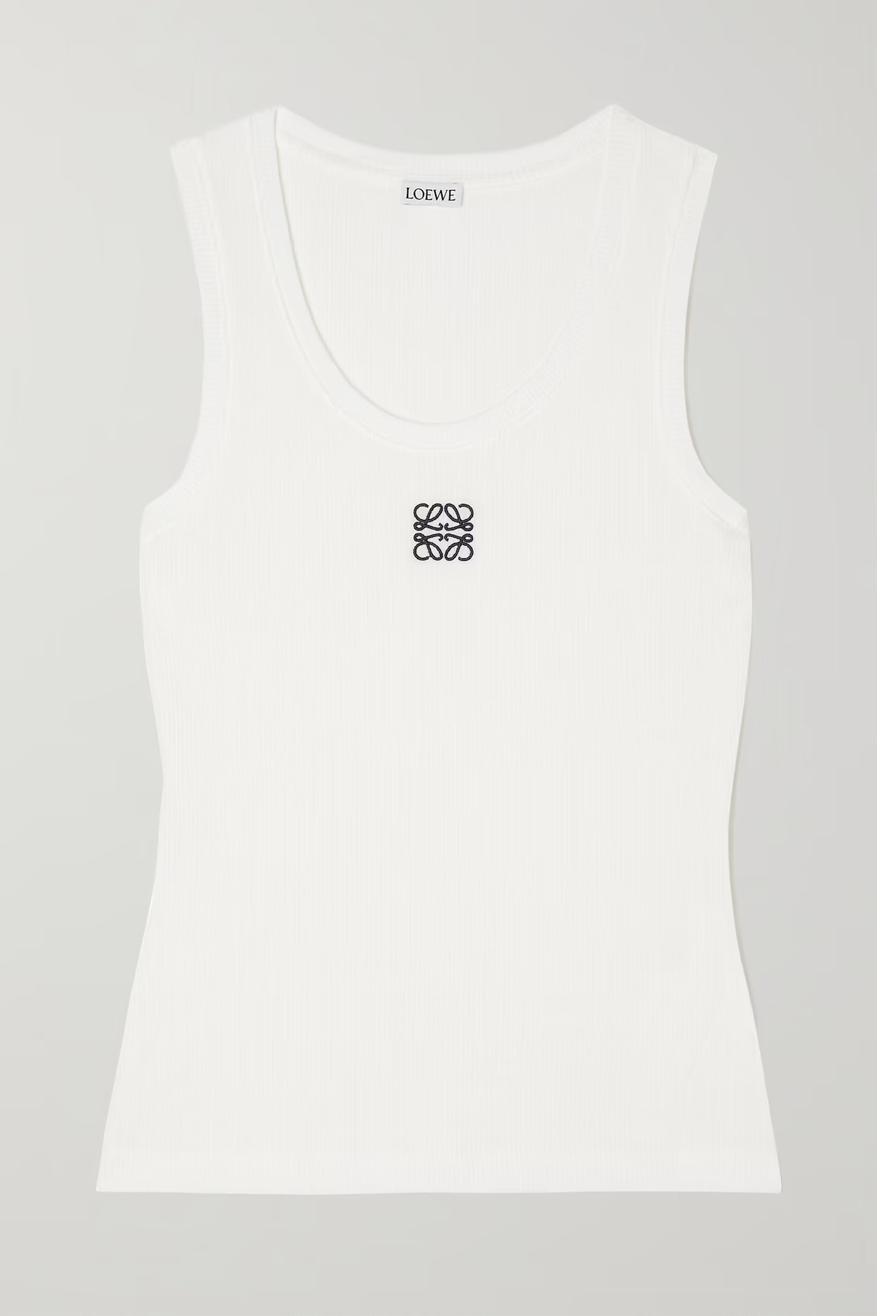 LOEWE - Embroidered Ribbed Stretch-cotton Tank - White | NET-A-PORTER (UK & EU)