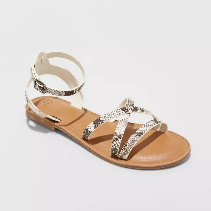 Women's Tillie Faux Leather Ankle Strap Sandals - A New Day™ | Target