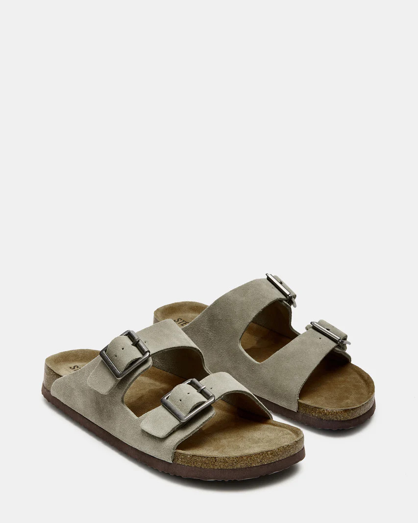 WEZLEY Taupe Suede Slides | Men's Sandals | Steve Madden (US)