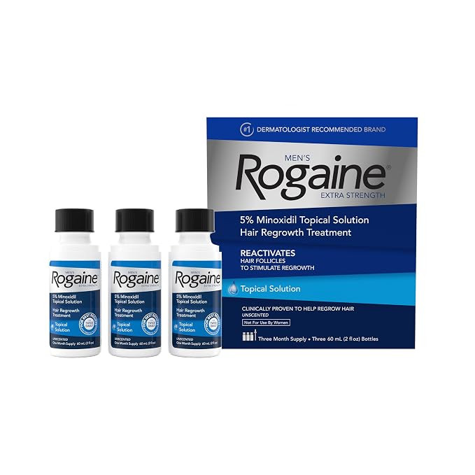 Men's Rogaine Extra Strength 5% Minoxidil Topical Solution, 3 x 2 fl. oz | Amazon (US)