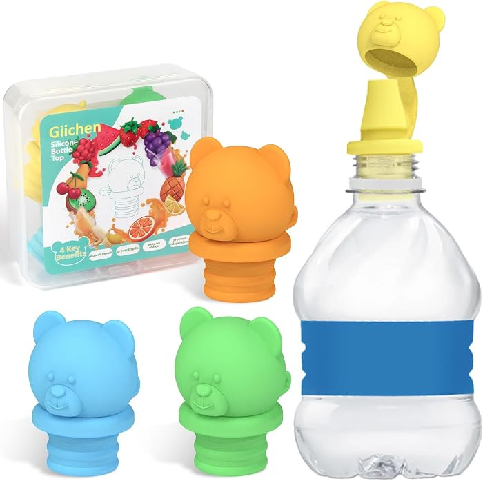 No Spill Water Bottle Caps - BPA Free Silicone Top Protects Child's Mouth, Replacement Spout Adap... | Amazon (US)
