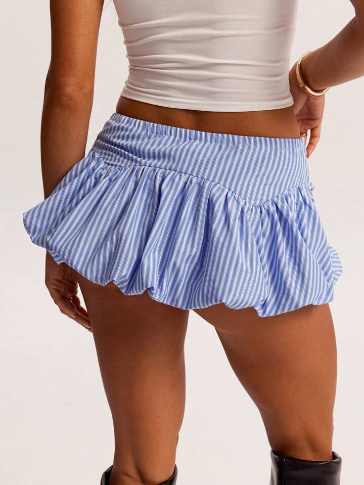 SHEIN BAE Women's Striped Front-Tie Floral Mini Skirt | SHEIN