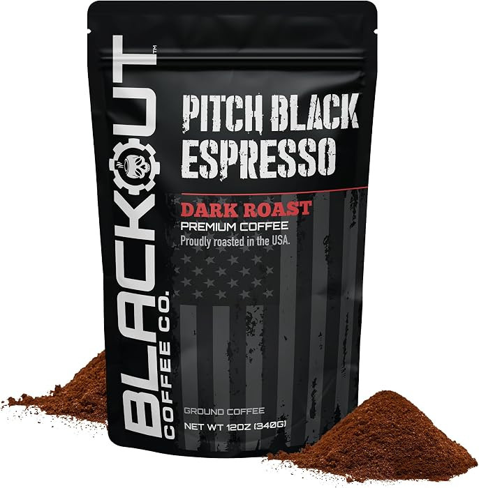 Blackout Coffee Pitch Black Espresso Ground Coffee \u2013 Extra Dark Roast, European-Style, Bold ... | Amazon (US)