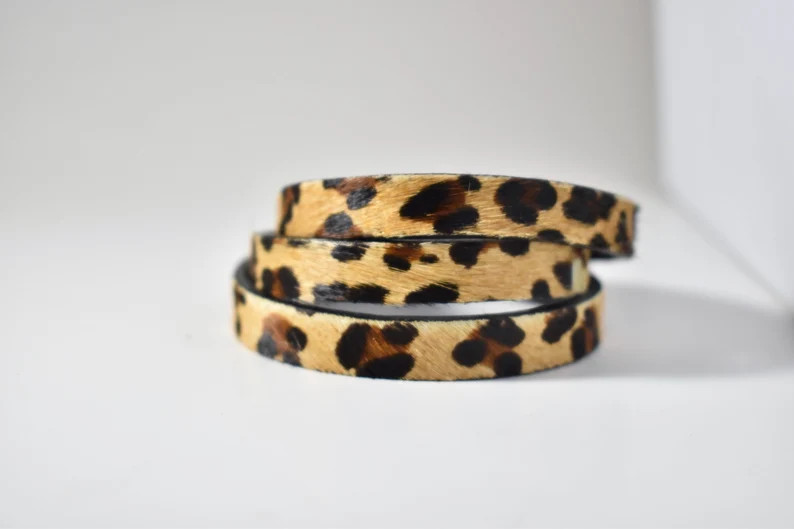 Leopard or Cowhide / Calf Hair Print Wrap Bracelet - Etsy | Etsy (US)