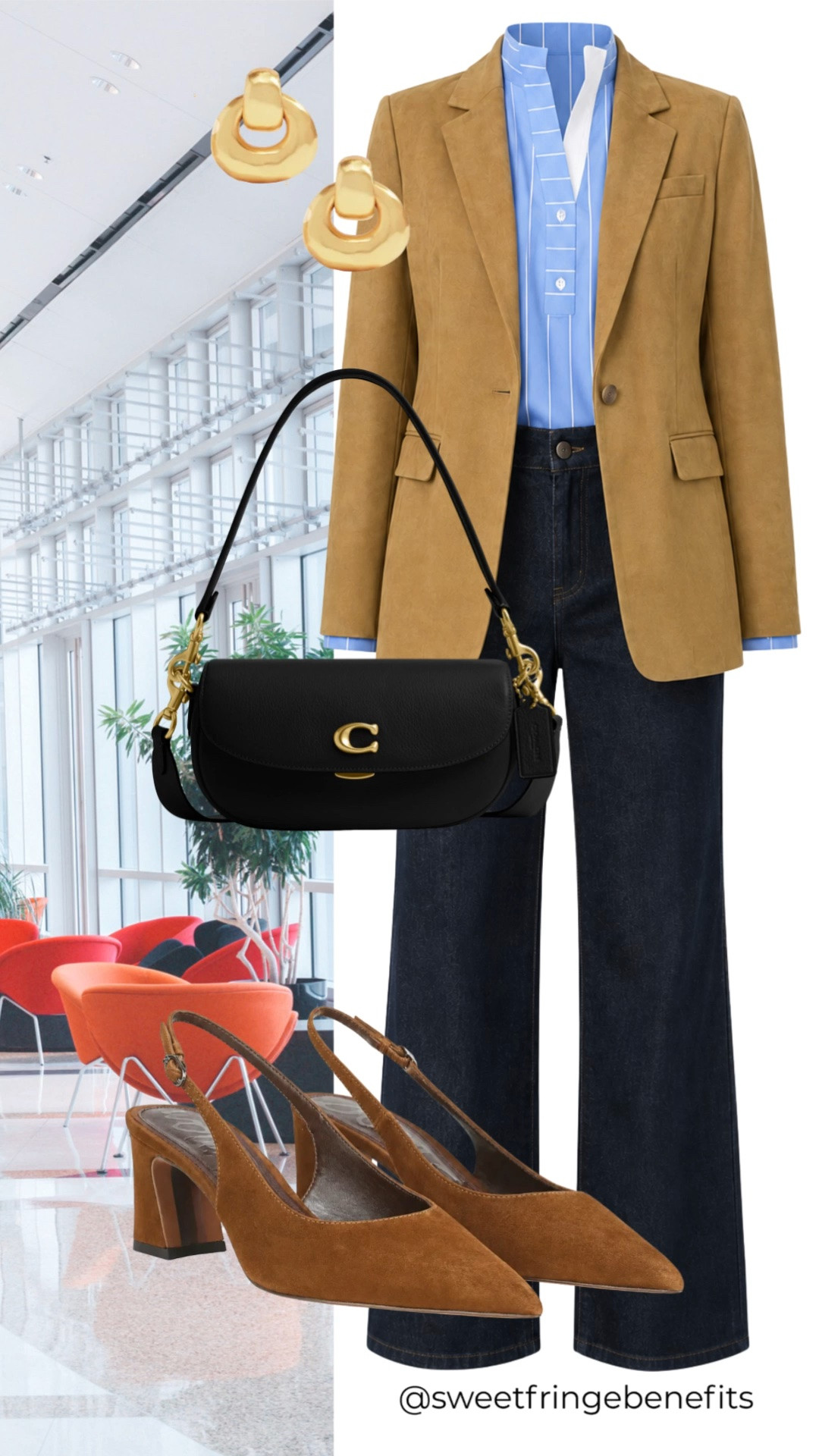 This camel blazer instantly elevates dark denim. Paired with a crisp blue button-front shirt, pointed slingbacks, and a black crossbody, it’s a polished look that works beautifully from the office to dinner.

💡 LTK MADE EASY
❤️ Heart = Support my posts!
🔖 Save = Get sale & restock alerts
📋 Lists = Keep favorites organized
📲 Share = Send lists and products to a friend. Hello, Christmas List!
💬 Comment = Ask me anything about what I'm wearing.:-)

#LTKWorkwear #LTKootd #LTKOver40