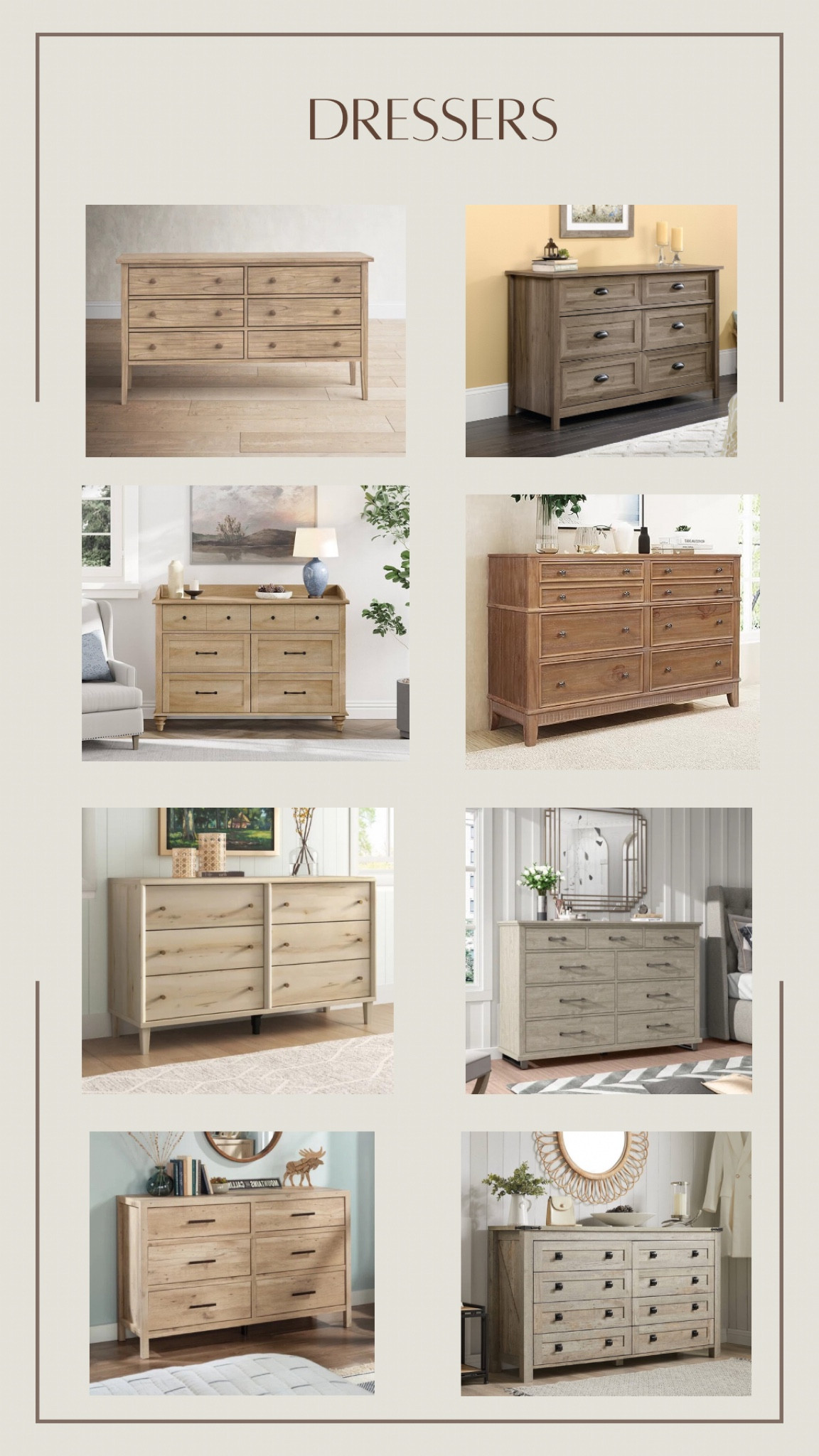 Dressers 🤍✨

Natural wood colored dressers, all very affordable! 

#LTKhome
