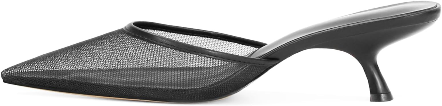 Mesh Kitten Heels Mules for Women Closed Pointed Toe Slip on Backless Stiletto Slingback Low Heel... | Amazon (US)