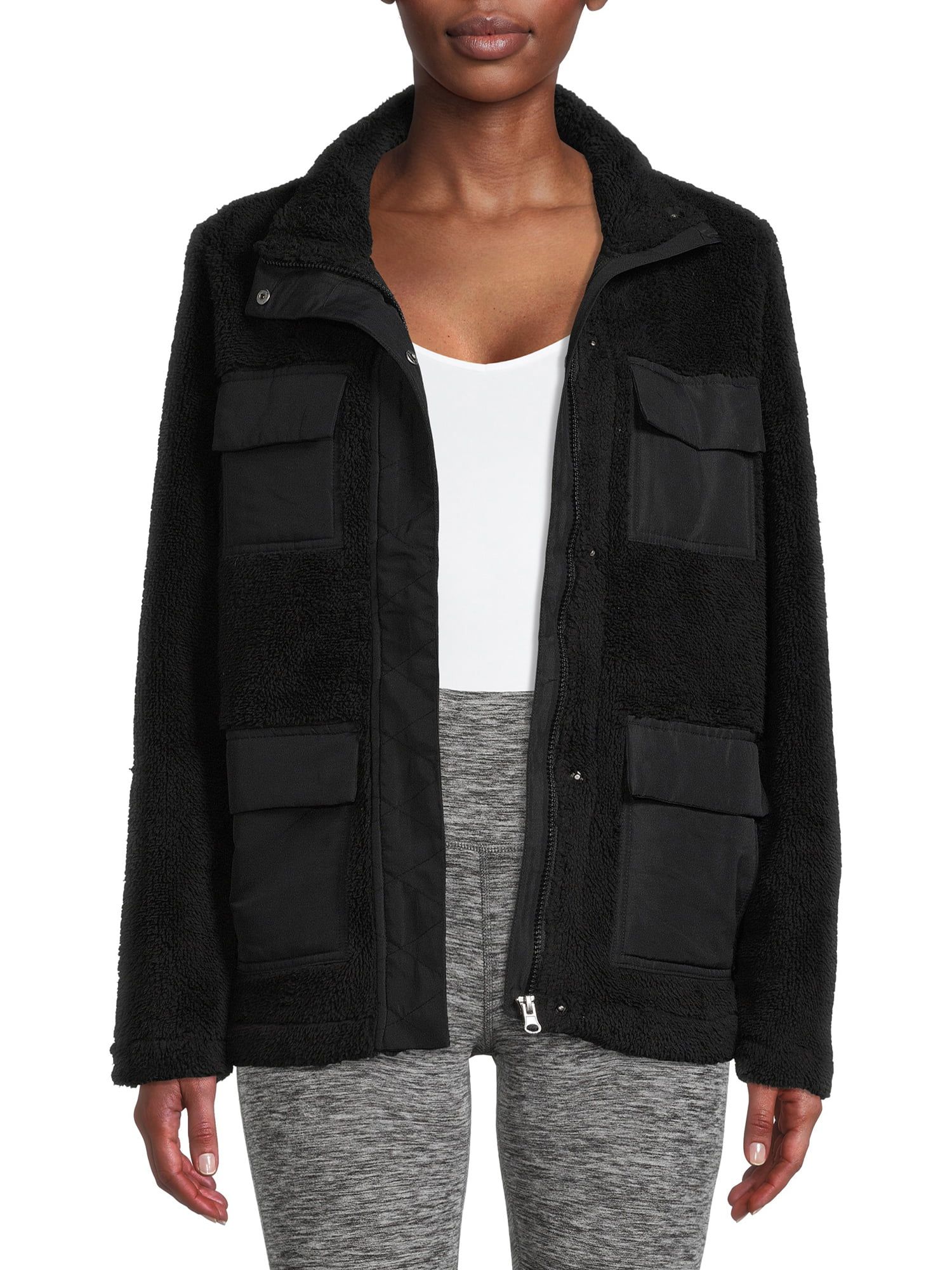 Avia Women's Faux Sherpa Utility Jacket, up to Size XXXL | Walmart (US)