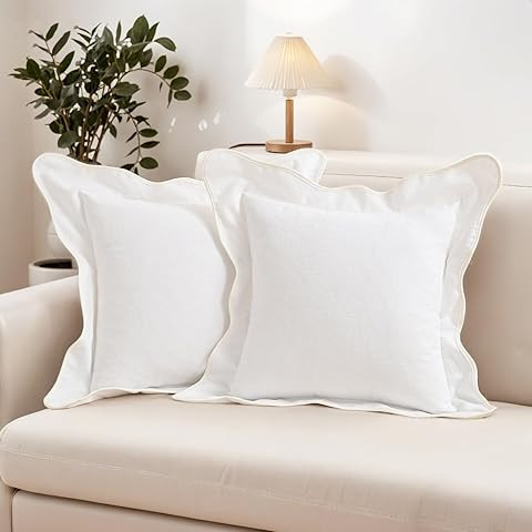 Amazon.com: AmHoo Pack of 2 Throw Pillow Covers 100% Cotton Pre Washed Ruffle Decorative Pillowca... | Amazon (US)