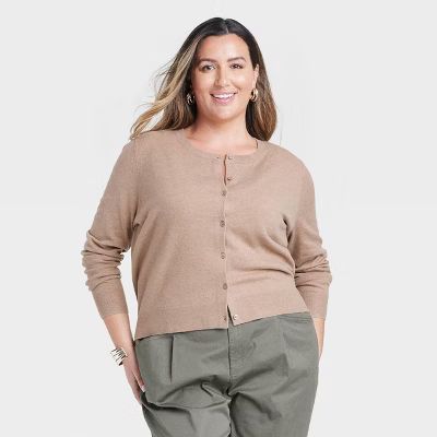 Women's Cozy Knit Cardigan - A New Day™ Camel XXL | Target