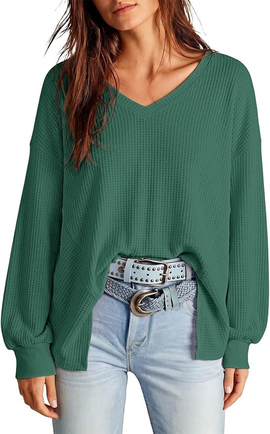 Dokotoo Womens Waffle Knit Tops Trendy Fashion 2026 Oversized T Shirts | Amazon (US)