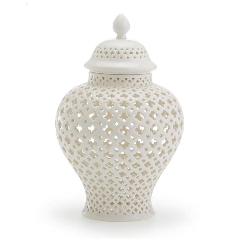 Two's Company Carthage Pierced Porcelain Lantern with Lid, White | Amazon (US)