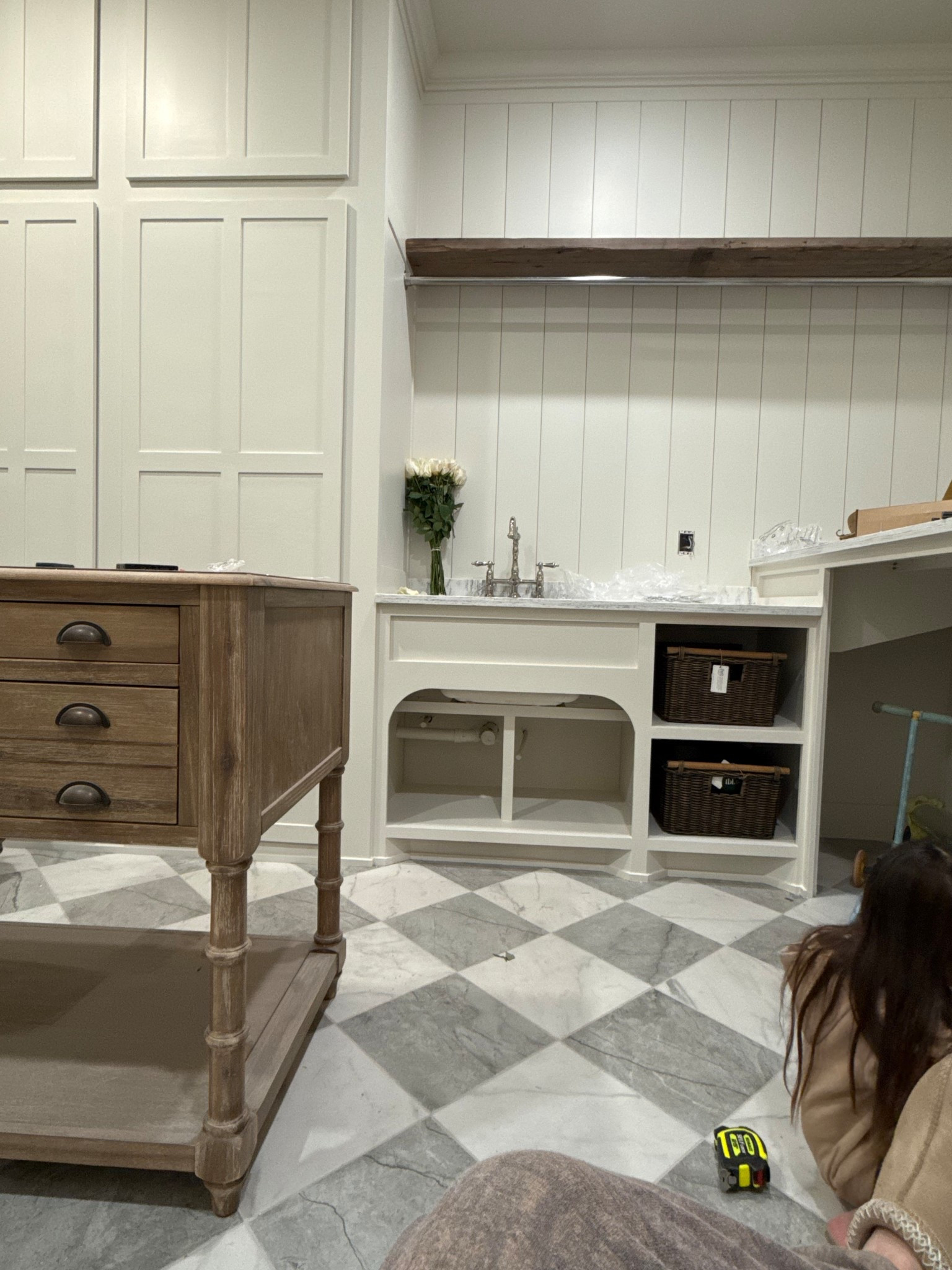 Laundry room sneak peek!!!! It should be finished today and I can clean and stage and get video and photos of it! Can’t wait to share!! This tile is so affordable at $1.70 a square foot!! 

#LTKHome