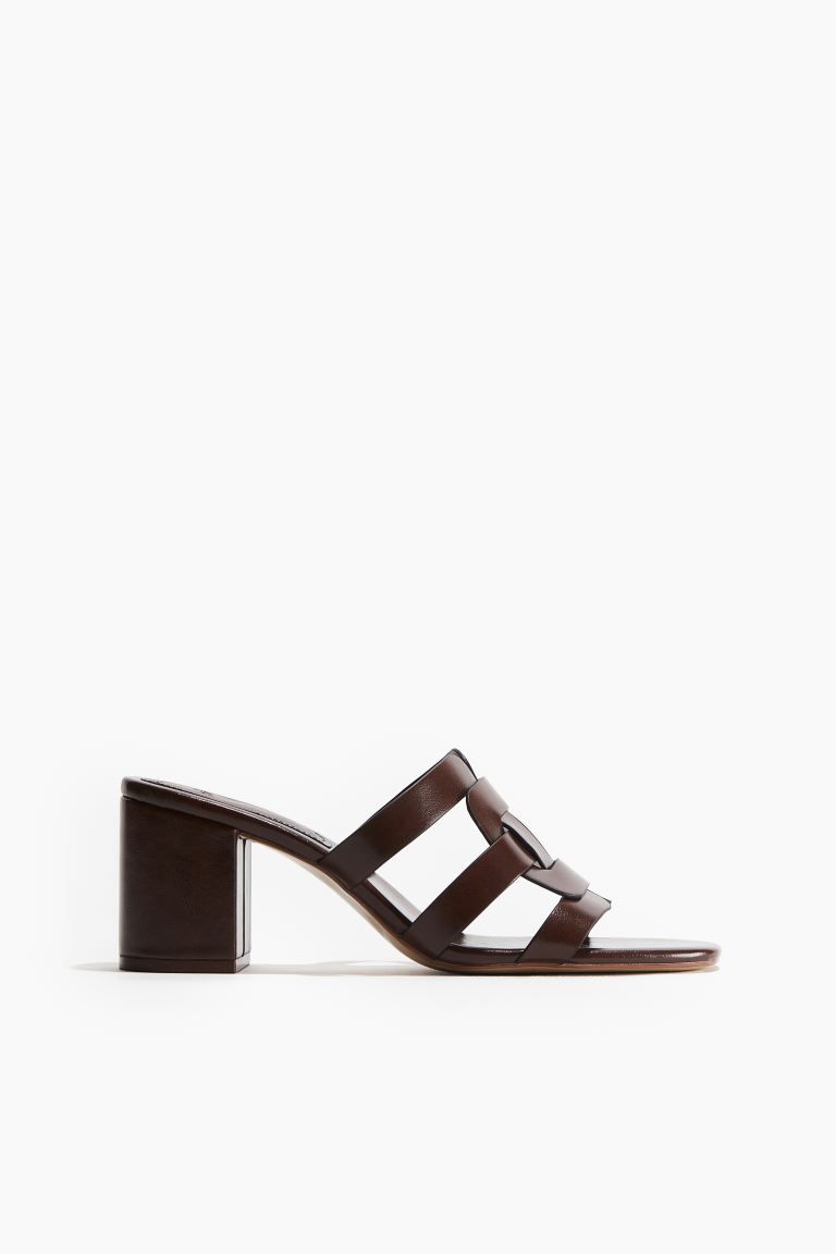 Block-heeled sandals - High heel - Dark brown - Ladies | H&M GB | H&M (UK, MY, IN, SG, PH, TW, HK)
