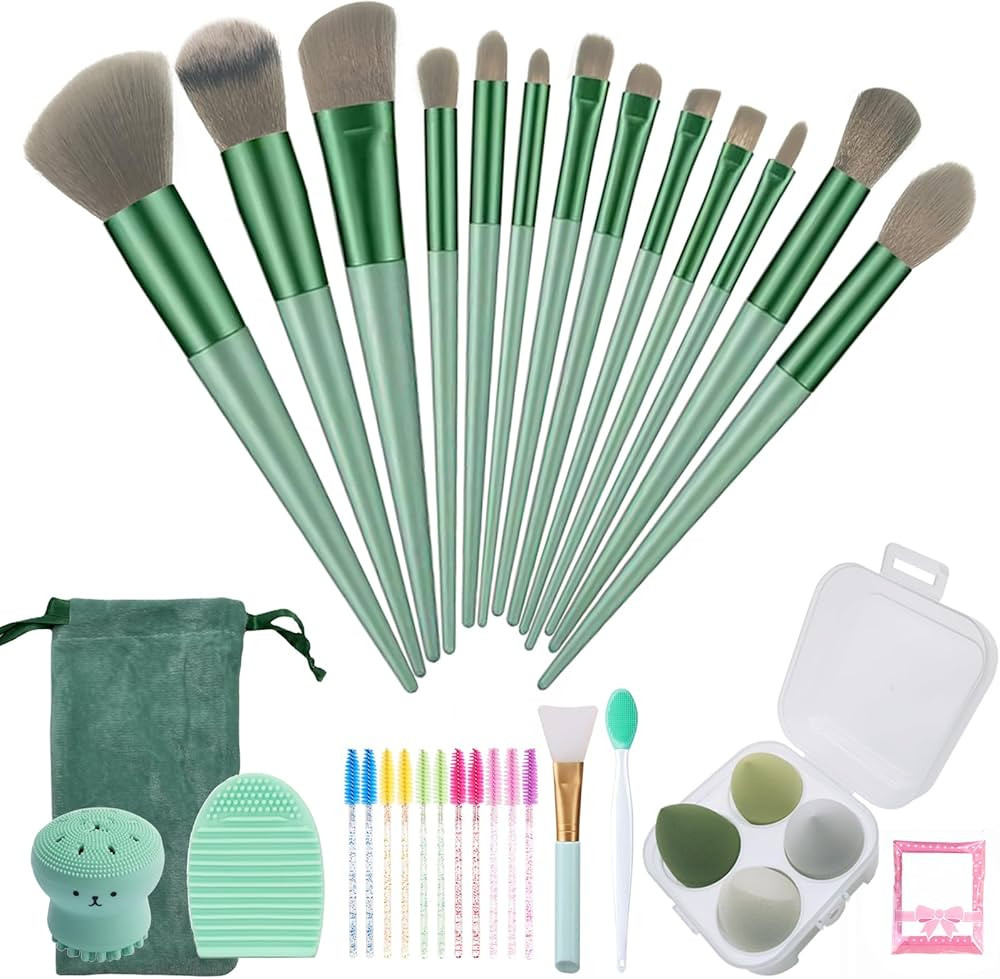 Muhuabeuaty 23 pcs Makeup Brushes Set with Beauty Blender, Foundation Brush Eyeshadow Concealers ... | Amazon (US)