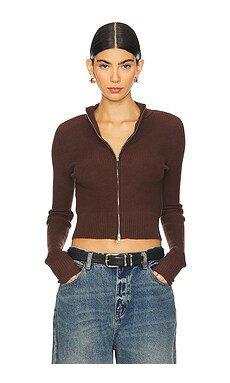 Lovers and Friends Roxana Zip Sweater in Brown from Revolve.com | Revolve Clothing (Global)