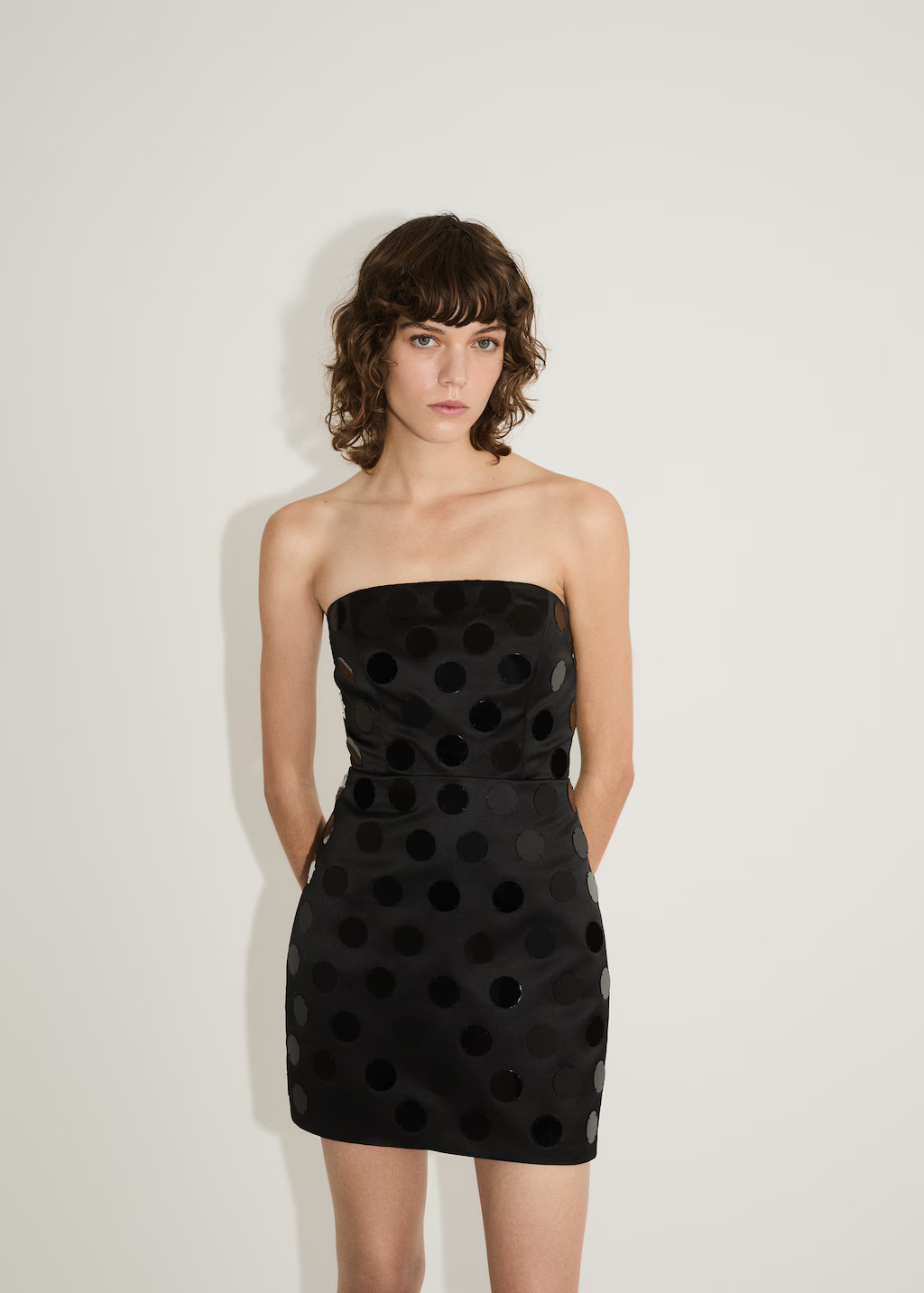 Short strapless dress with mirrors - Women | MANGO USA | Mango (US/MX/AU)