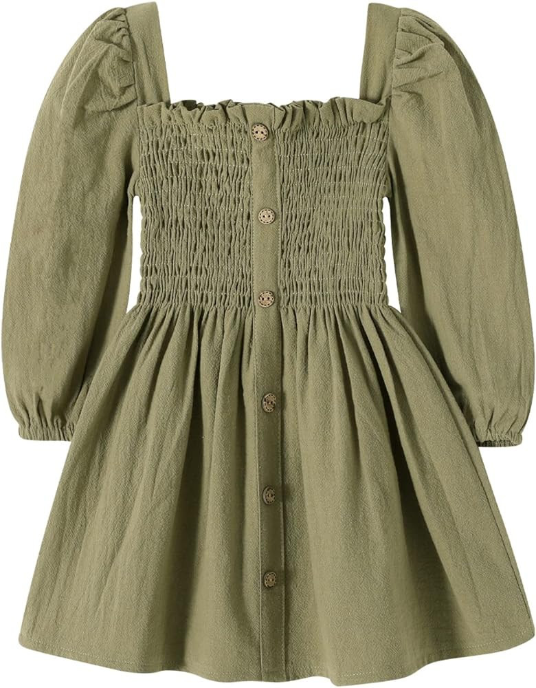 Happy Town Toddler Girl Long Sleeve Play Wear Dress       
Material: Polyester 

Occasion: Holida... | Amazon (US)