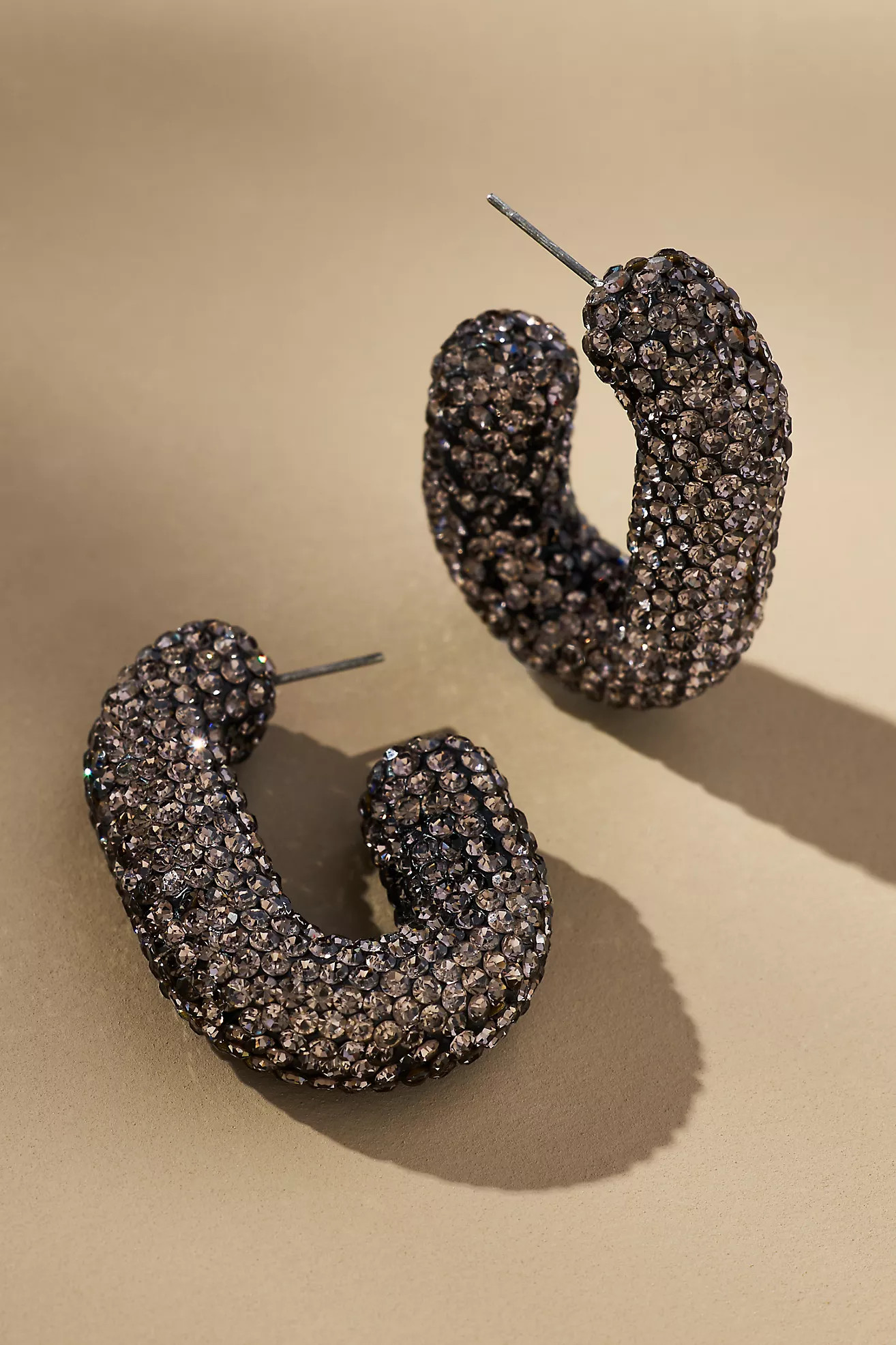 Oblong Pavé Hoop Earrings | Anthropologie (US)