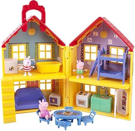 Peppa Pig's House Playset, 17 Pieces - Includes Foldable House Case, Character Figures & Room Acc... | Amazon (US)