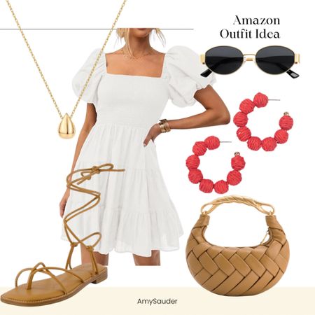 Amazon finds 
Summer dress 
White dress 
Sandals 
July 4th outfit 

#LTKFindsUnder100 #LTKStyleTip #LTKSeasonal