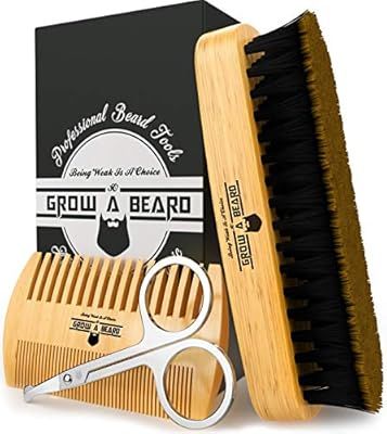 Beard Brush, Comb, & Scissors Grooming Kit for Men's Care, Great Christmas Gifts for Men, Gift Bo... | Amazon (US)