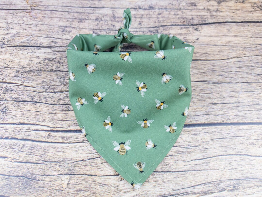 Bumblebee Dog Bandana Green | Tie on Dog Scarf | Minimalist Dog Bandana | Green Dog Bandana | Bee... | Etsy (US)