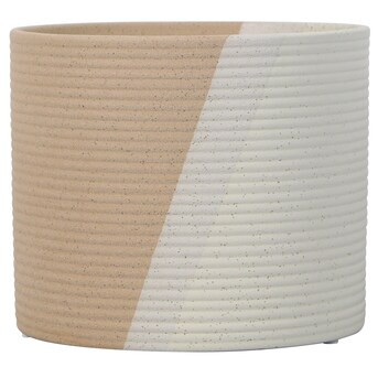 allen + roth 8.07-in W x 6.89-in H Two Tone Brown, Grey and White Ceramic Indoor/Outdoor Planter | Lowe's