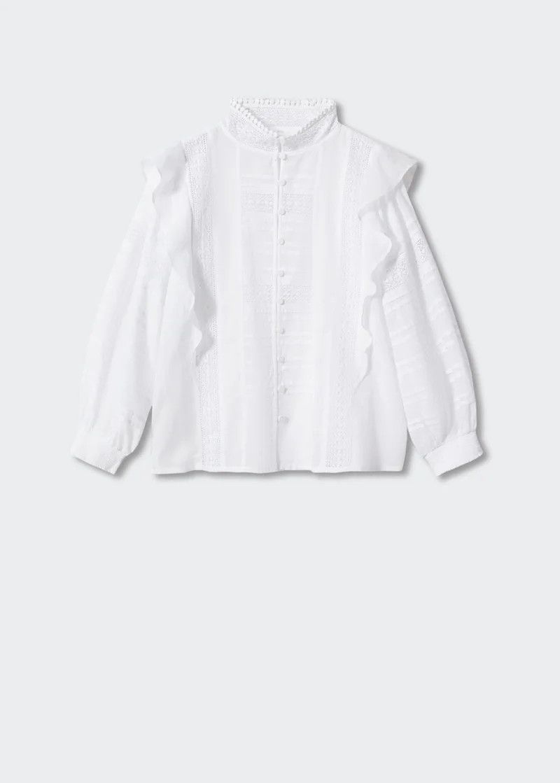 Lace panel cotton blouse | MANGO (UK)