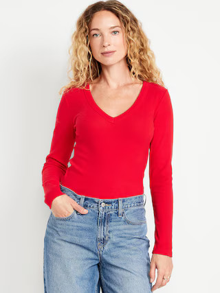 Cozy Snug Long-Sleeve V-Neck T-Shirt | Old Navy (US)