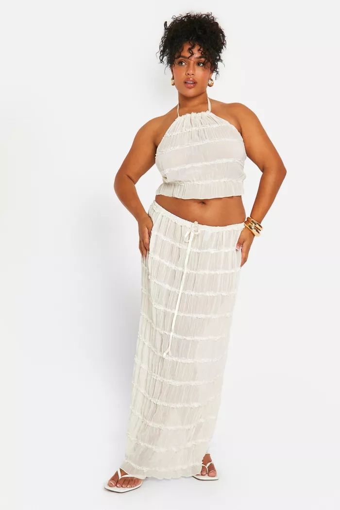 Plus Shirred Maxi Skirt | boohoo (US & Canada)