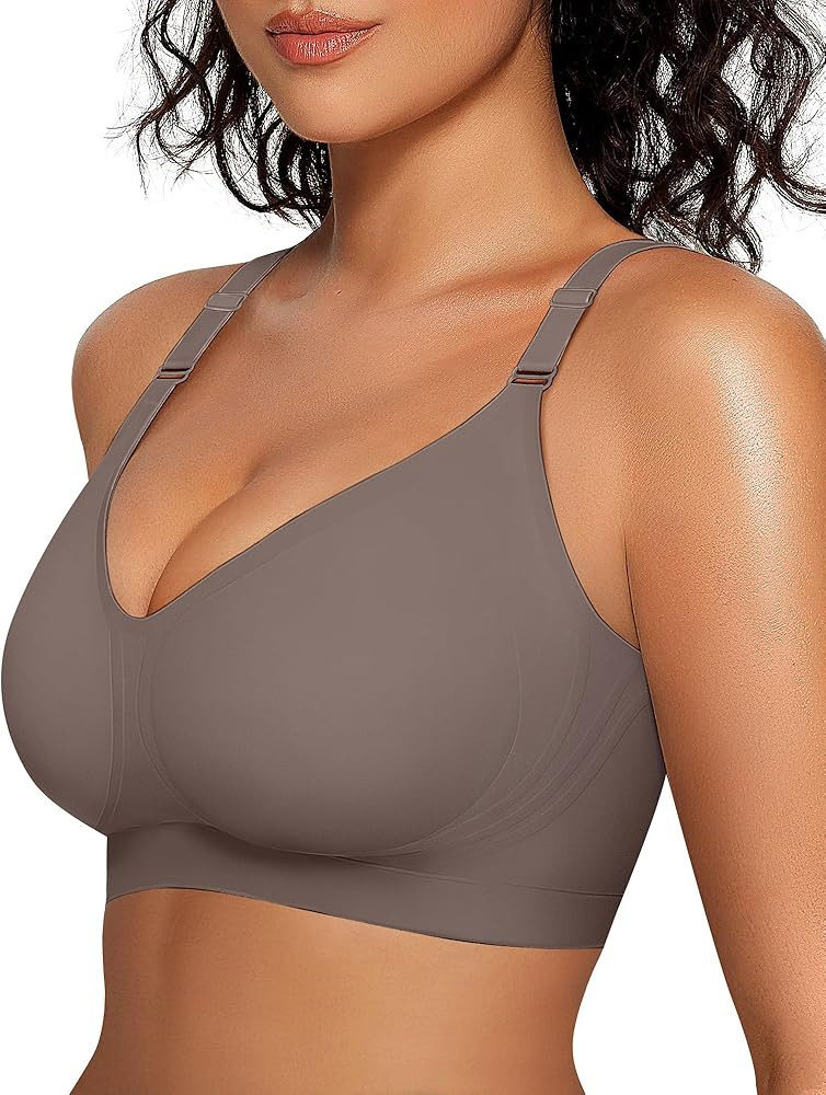 OEAK Womens Seamless Bras Comfortable Bra No Underwire Full Support Bralette Push Up Plus Size V ... | Amazon (US)