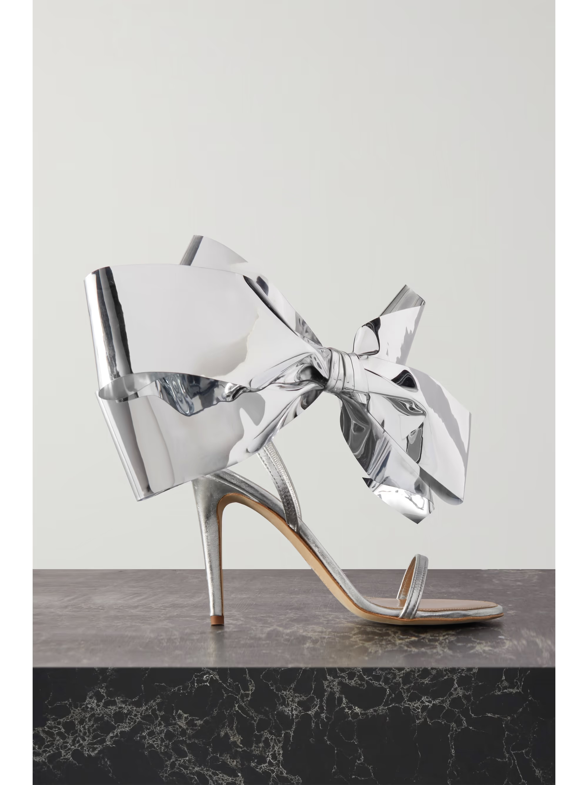 Bow-detailed metallic leather sandals | NET-A-PORTER (US)