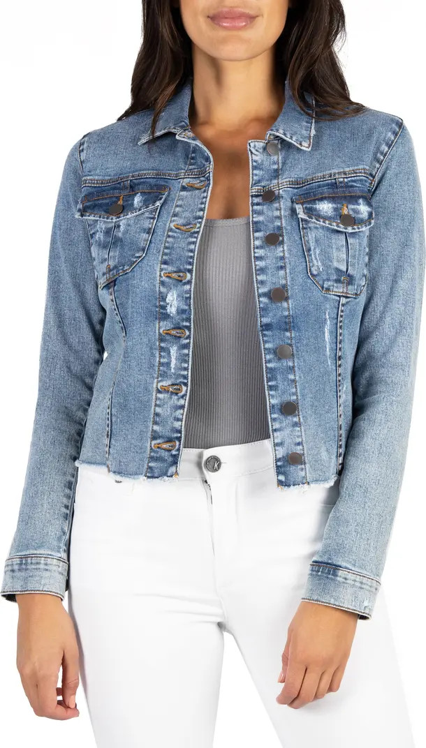 Kara Fray Hem Denim Trucker Jacket | Nordstrom