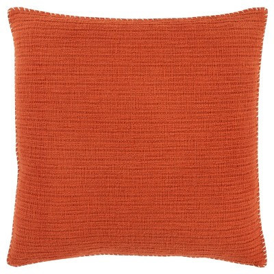 22"x22" Oversize Solid Striped Square Throw Pillow Cover Orange - Rizzy Home: Hidden Zipper, Cotton, Pet Friendly, Autumn Decor | Target