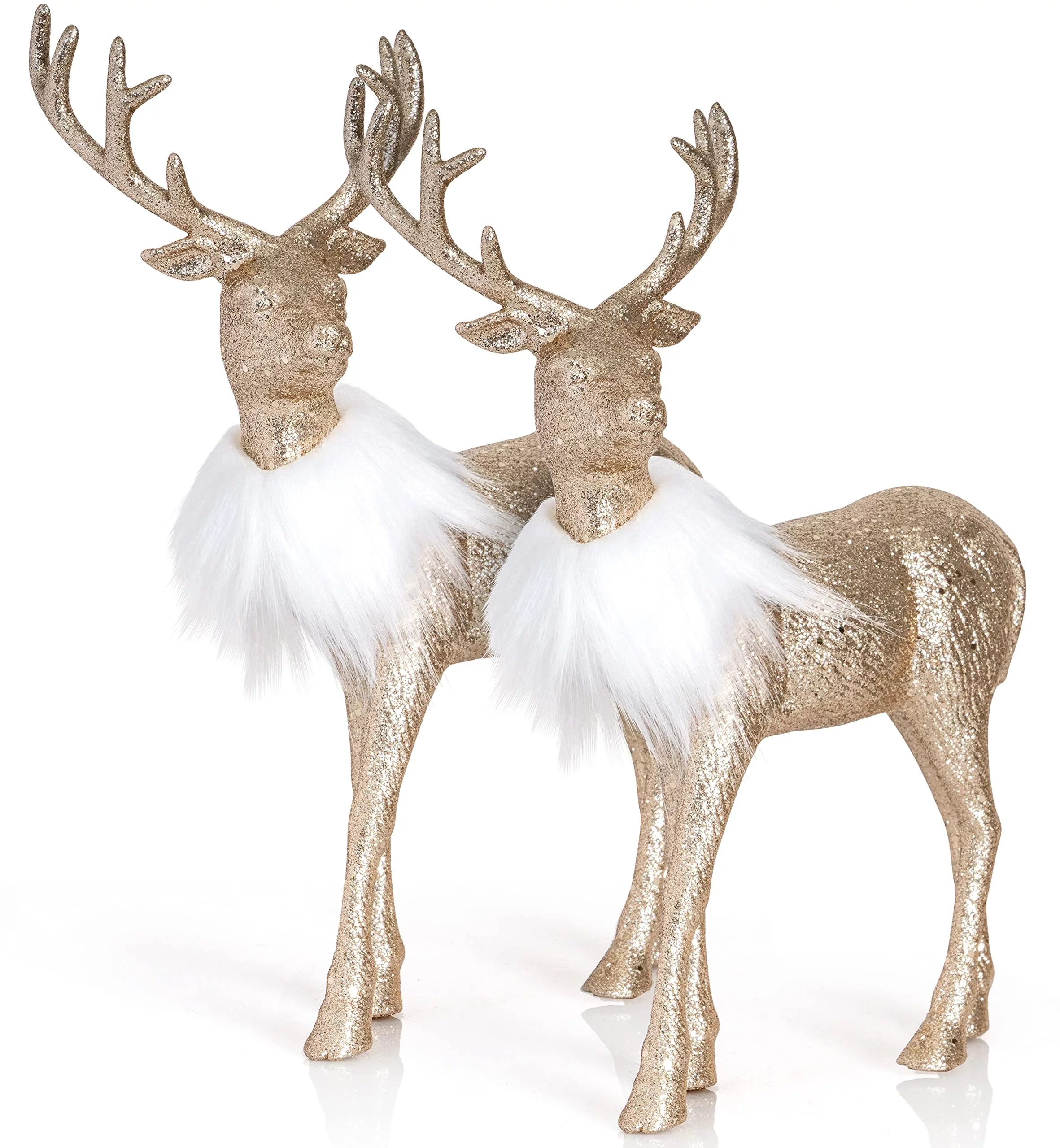 Ornativity Gold Glitter Christmas Reindeer - Holiday Party Deer Figurine Statues Dinner Tabletop ... | Walmart (US)