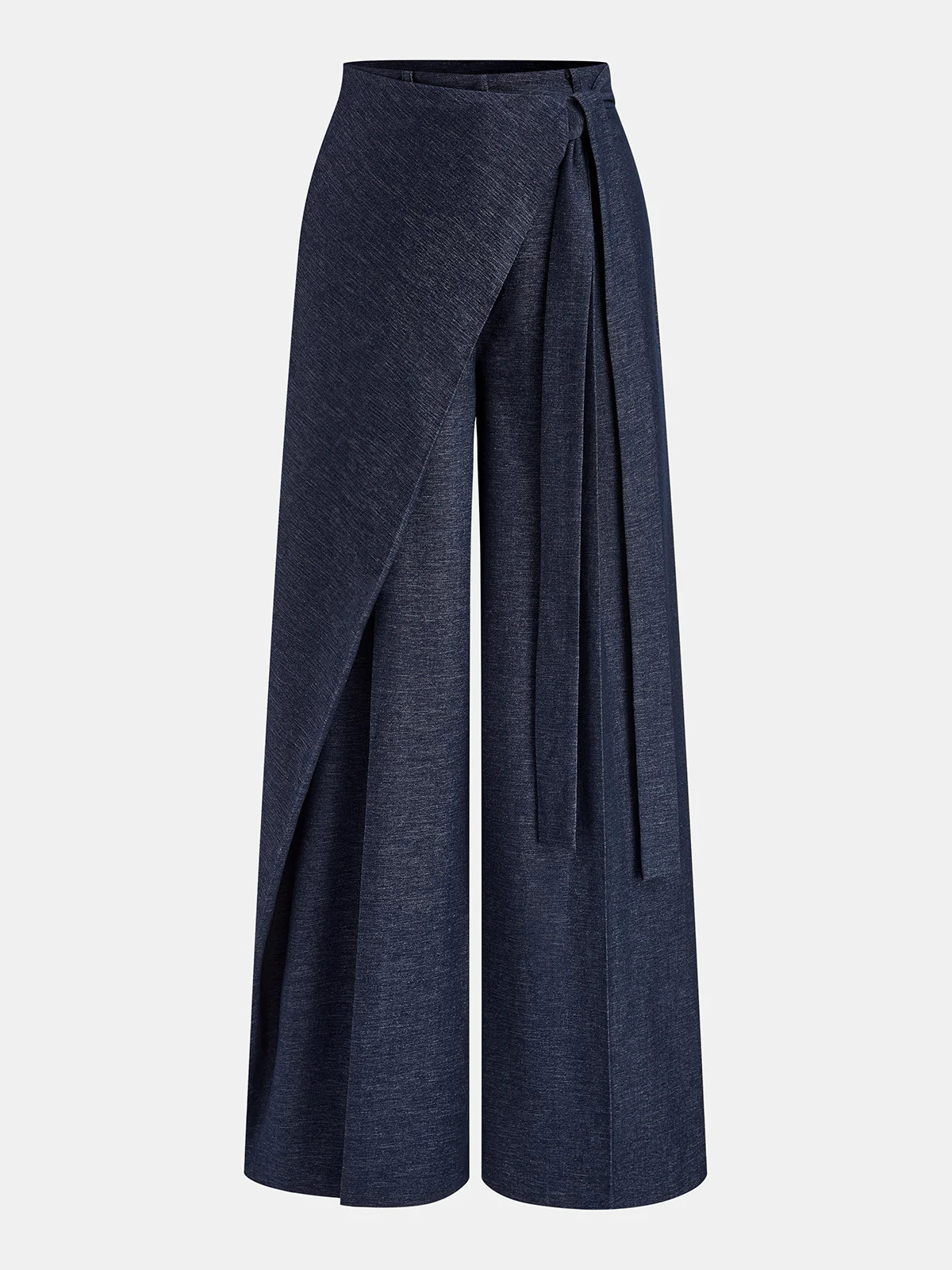 Puddle Hem Asymmetric Wrap Wide-Leg Pants | Commense