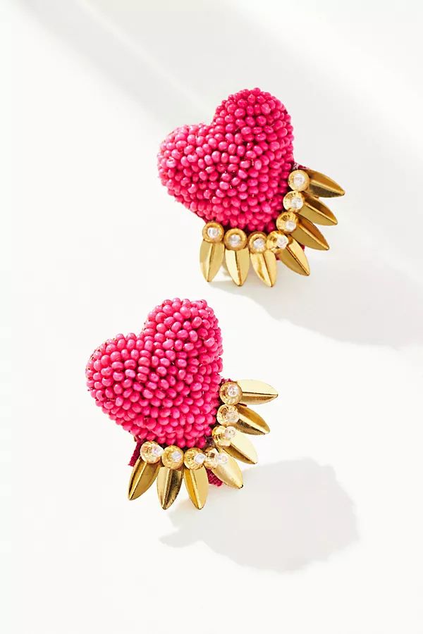 Deepa Gurnani Danika Heart Earrings By Deepa Gurnani in Pink | Anthropologie (US)
